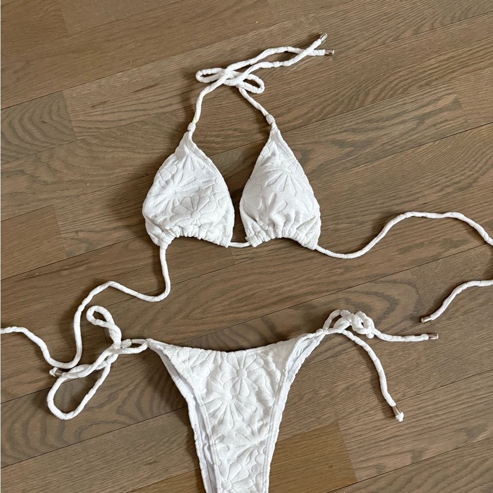 White Floral Bikini Set